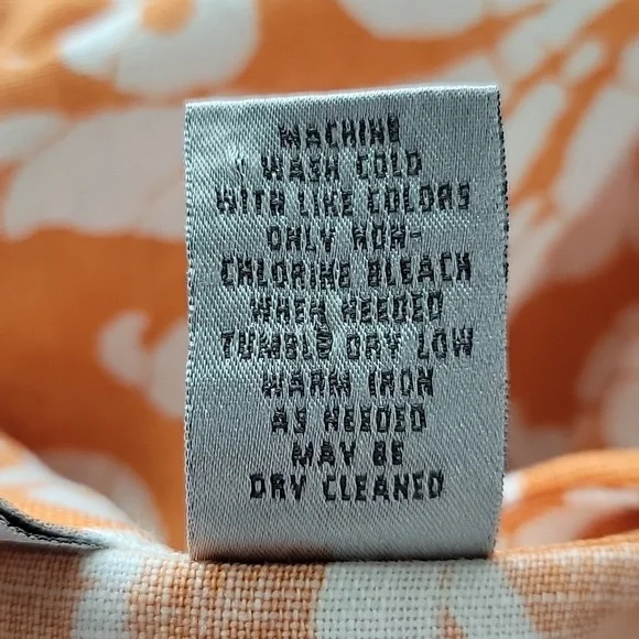 Chico's Orange Linen Hawaiian Tropical Boxy Cut Short Sleeve Button Down Size XL - Picture 7 of 7